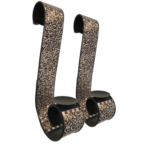 Mosaic Wall Candle Holder, Wall Mount Candle Sconces, 23" Golden Sands Bathroom Wall Sconce