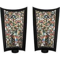 Mosaic Wall Sconce Set of 2 Tealight Candle Holders - Abstract Metal Wall Art Candle Sconces Pair