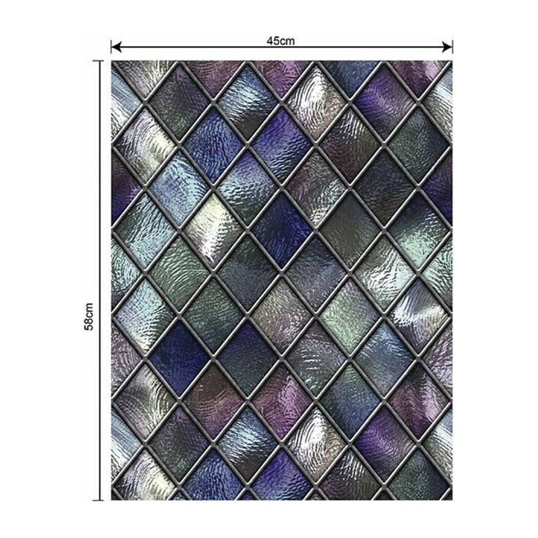 Mosaic Window Film, 3 Pcs 17.72*22.83 inches Window Privacy Film, Mosaic Casement Frosted Film Casement Frosted Film Stained Static Cling Glass Sticker Privacy PVC,UV Protection Window Stickers
