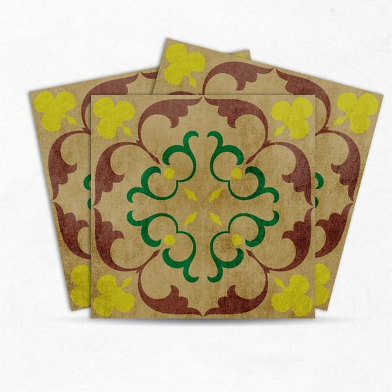 Mosaicowall DIY Peel and Stick Self Adhesive Floor Tiles for Kitchen, Living Room | Antiskid Flooring Tile FST010 12 Pcs (10 x 10)