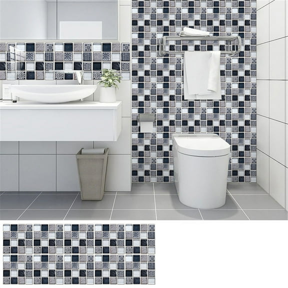 Mosaics Tile Stickers, Peel and Stick Wallpaper, Waterproof Self-Adhesive Removable Wall Tile Stickers for Kitchen, 10Pcs Square Wallpaper Stickers 3.9x3.9 Inch