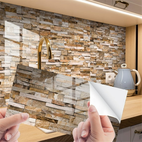 Mosaics Wall Tile Stickers Peel And Stick Backsplash Self Adhesive Decals Vinyl Home Decor DIY Splashbacks 4pc/ Stickers (4pcs)