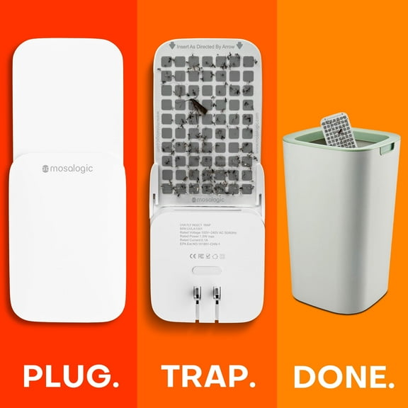 Mosalogic Flying Insect Trap, Fly Trap Night Light with 6 Refill Glue Cards