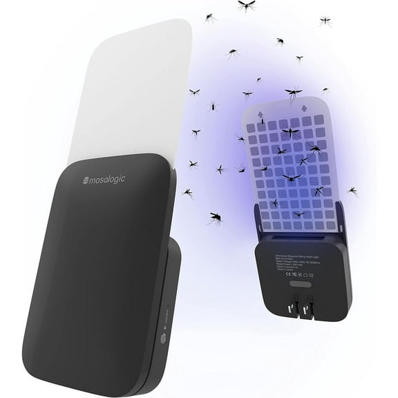 Mosalogic Flying Insect Trap Indoor Light Trap With Refill Glue Cards(1 Device + 5 Refill) - Black