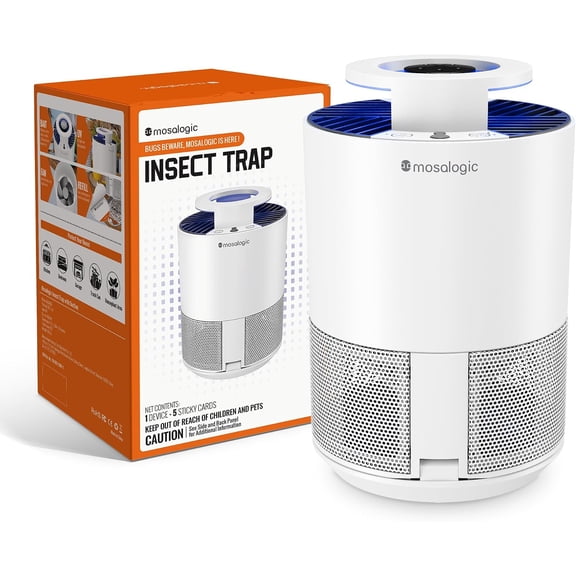 Mosalogic Insect Trap Indoor - Fan Powered with UV Light - for Fruit Flies, Gnats, Mosquitoes, Moths