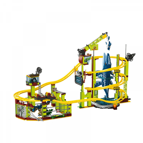 Mosasaurus Roller Coaster Building Block Set 1061 Pieces 27.56 Inch Dinosaur Model Kit with Rolling Track, Birthday Christmas Gifts for Teens 14+