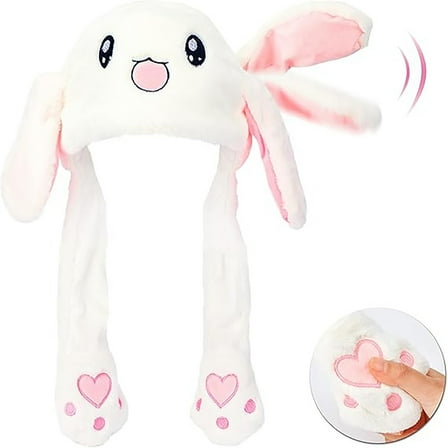 Mosawomo Cute Rabbit Hat Plush Hat With Moving Ears Suitable for Parties or Festival Events