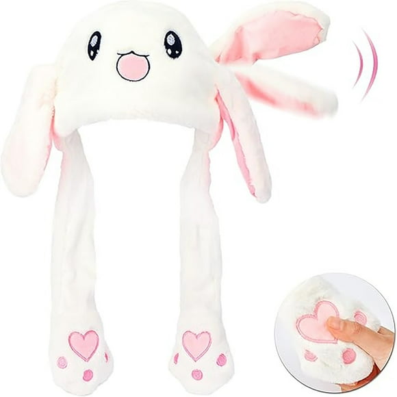 Mosawomo Cute Rabbit Hat Plush Hat With Moving Ears Suitable for Parties or Festival Events