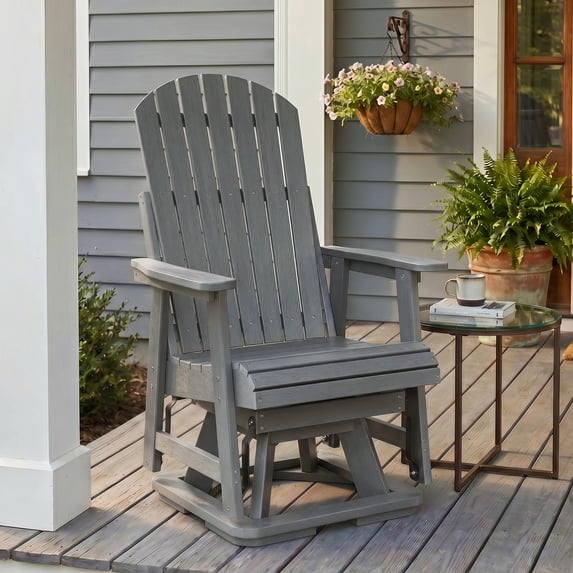 Mosbrisa HIPS Swivel Patio Glider, Poly Lumber All-Weather Resistant Outdoor Chair, Navy Blue