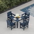 thumbnail image 1 of Mosbrisa Poly Lumber Patio Dining Set, HIPS Outdoor Dining Table and Slat Back Chairs, with Umbrella Hole, Weather Resistant, 5 Pieces, Navy Blue, 1 of 11