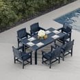 thumbnail image 1 of Mosbrisa Poly Lumber Patio Dining Set, HIPS Outdoor 70.9-inches Table and Slat Back Chairs, with Umbrella Hole, Weather Resistant (Navy Blue, 7 Piece), 1 of 9