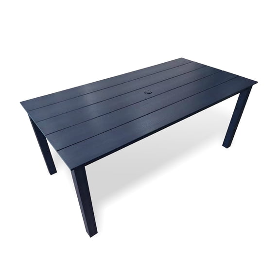 Mosbrisa Poly Lumber Outdoor Dining Table, HIPS Patio Dining Table with Umbrella Hole, Weather Resistant, 1 Piece, Navy Blue
