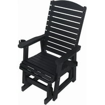Mosbrisa HIPS Poly Lumber Patio Glider with Cup Holders, High Backrest and Deep Contoured Seat,  for Outdoor, Porch,  Garden, Black