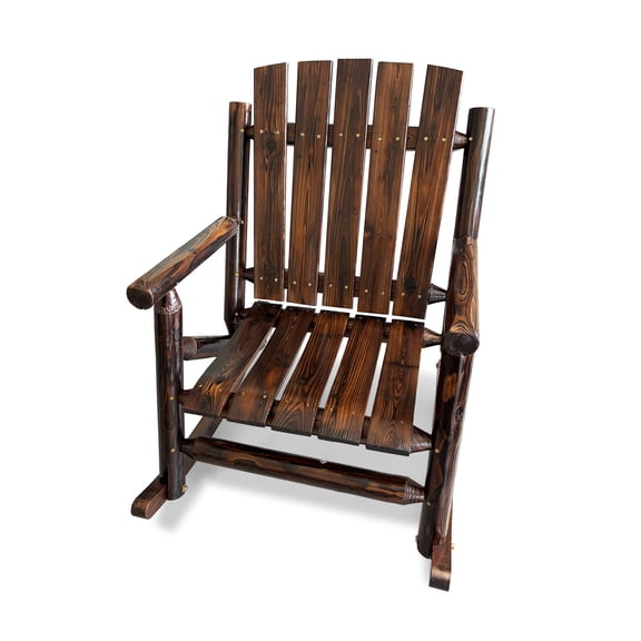 Mosbrisa Rustic Log Wooden Rocking Chair, Handcrafted Solid Fir Wood Outdoor Rocker for Porch, Patio, Heavy-Duty 700 lbs, Weather-Resistant Finish, Natural Charm, Brown