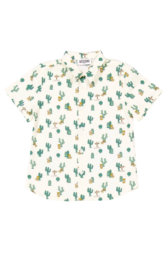 Boys Cactus And Teddy Bear-Print Cotton Shirt, Size 6Y