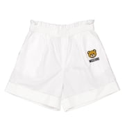 Moschino Girls Teddy Bear Motif Poplin Shorts, Size 8Y