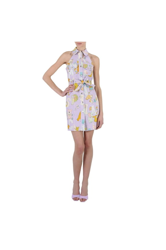 Ladies Purple All Over Logo Circus Print Dress, Brand Size 38 (US Size 4)