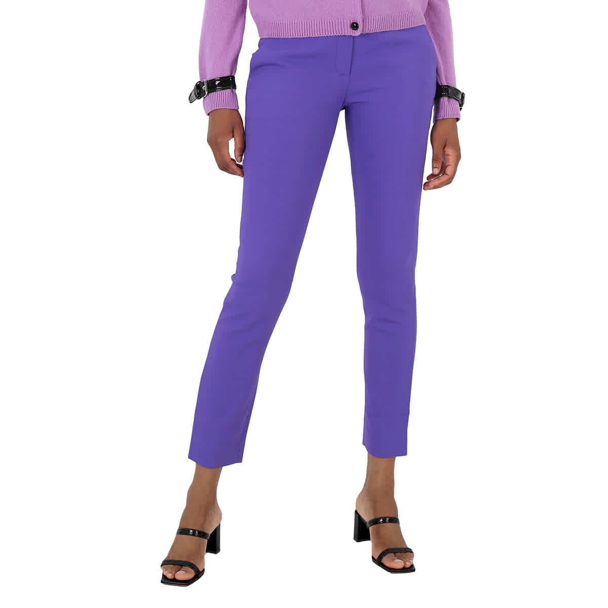 パンツ MOSCHINO Women Straight Pants 031082361208 Purple Moschino Ladies Purple High-Waisted Tailored Trousers, Brand