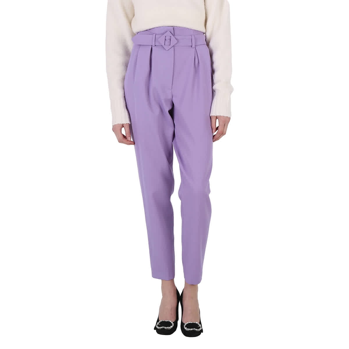 パンツ MOSCHINO Women Straight Pants 031082361208 Purple Moschino Ladies Violet Straight Leg Trousers, Brand Size 40