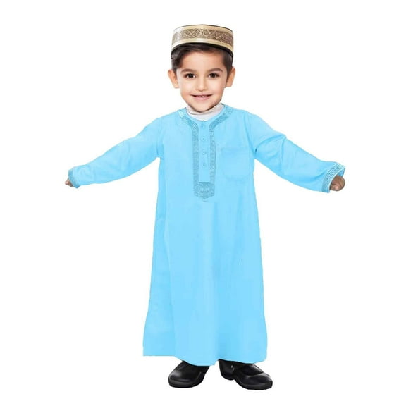 WhouRiu Big Boys Tshirts Long Sleeve Embroidered Robe Children Outdoor Wear Comfy Clothes Blue,Sizes 8-9