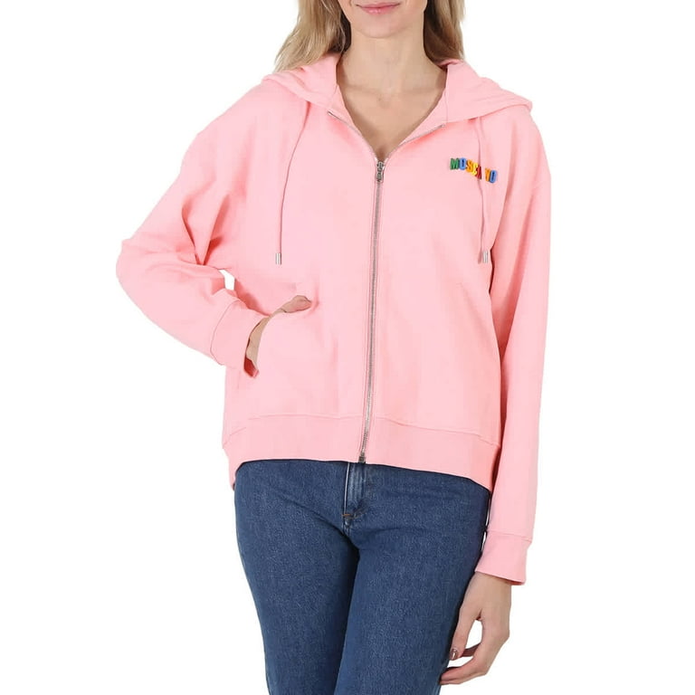 Moschino logo zipped hooded sweatshirt clearance