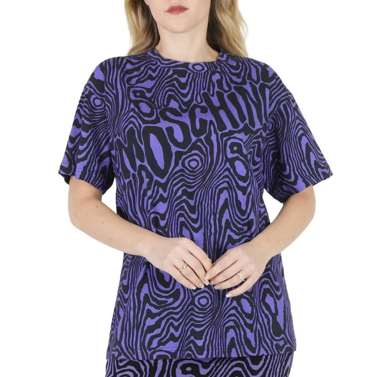 Moschino Purple Oversized Moire Effect Zebra-Print Cotton T Moschino Purple Oversized Moire Effect Zebra-Print Cotton T