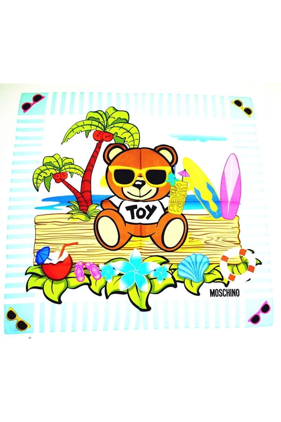 Toy Bear Island 100% Silk Scarf - Light Blue