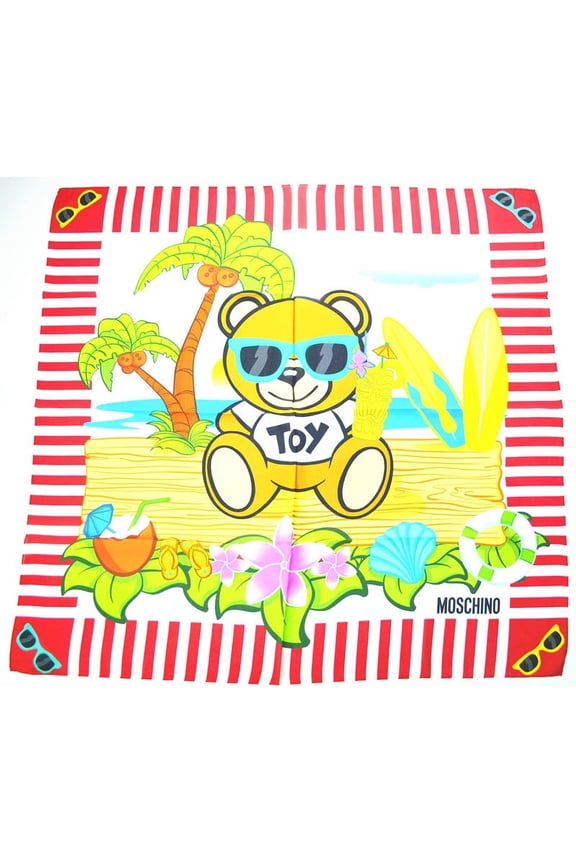 Toy Bear Island Silk Scarf - Red