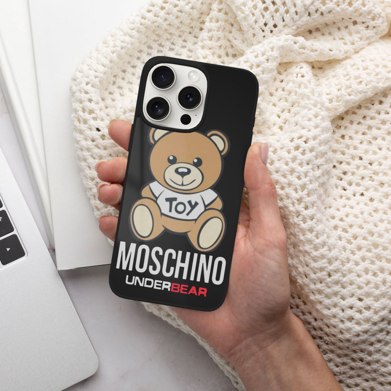 Moschino Underbear Iphone 15 Pro Soft Glass Case Iphone 15