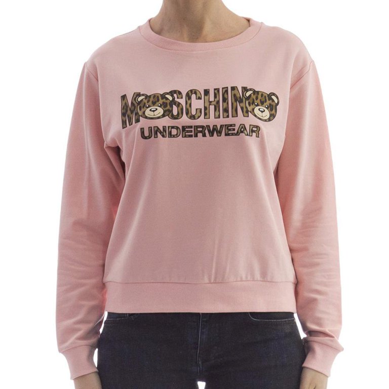 Moschino Women s Cheetah Bear Print Crewneck Sweatshirt Pink