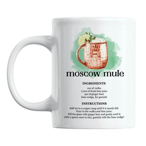 Moscow Mule Cocktail Art & Drink Recipe, Bartender Coffee & Tea Mug (11oz)