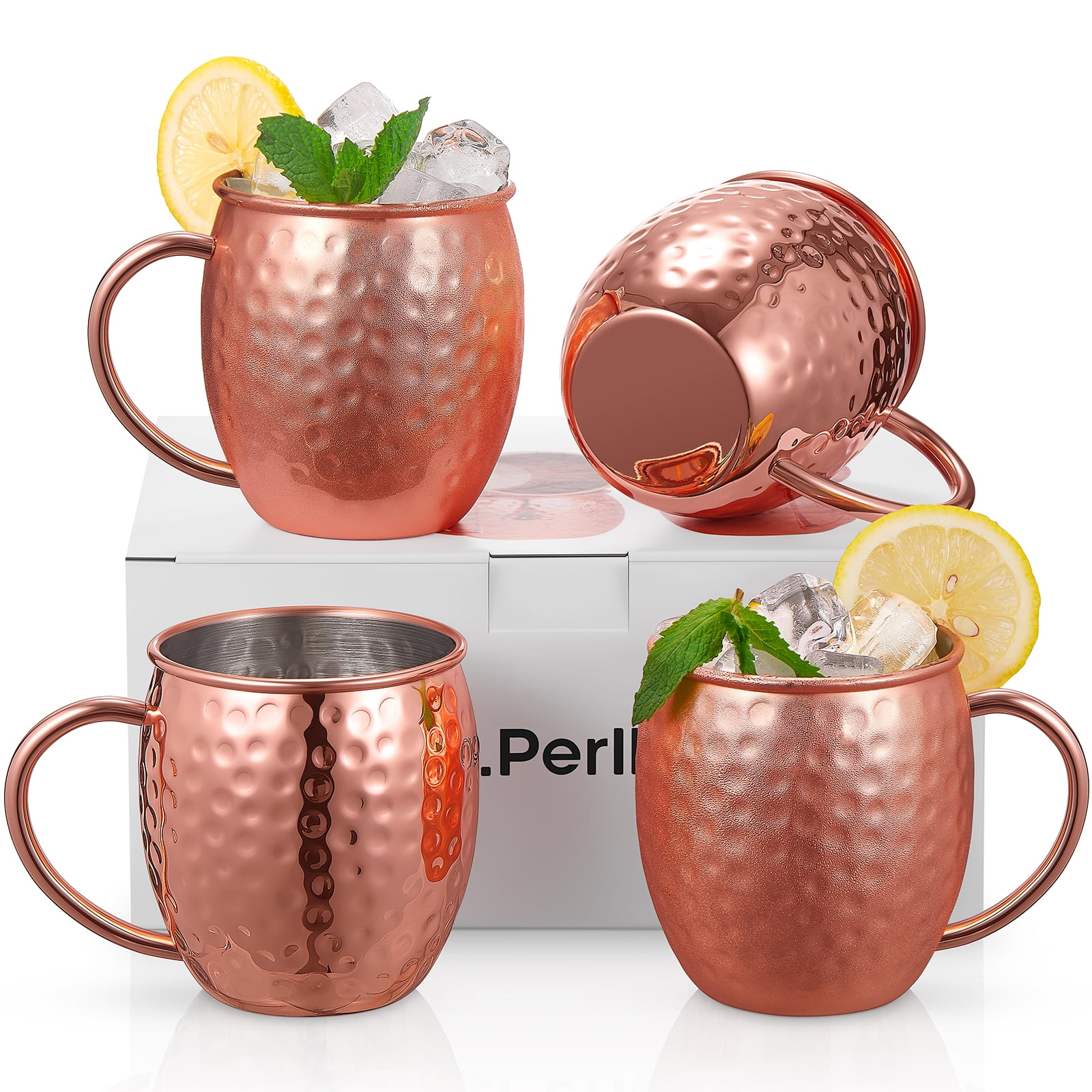 Cambridge EAHMM1CPCB1BM 20 oz Hammered Copper Moscow Mule Mugs, Set of 2