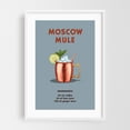 thumbnail image 1 of Moscow Mule - Manhattan New York Illustration Cocktail Kitchen Decor Typography Bar Vintage Quote Modern Art White Framed Wall Art Print 12 x 18 inches, 1 of 3