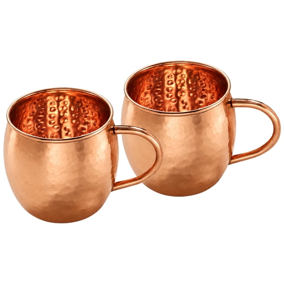 Moscow Mule Mug Hammered Handcrafted with Classic Handle for Cocktails and Drinks 16oz - (Set of 2)