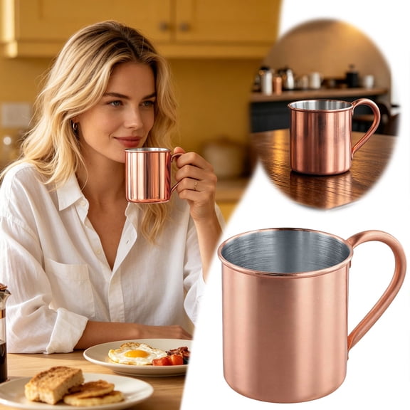Moscow Mule Mug, Hand Hammered Finish Stainless Mug | Solid Stainless Mugs for Moscow Mule, Iced Coffee, Cocktails