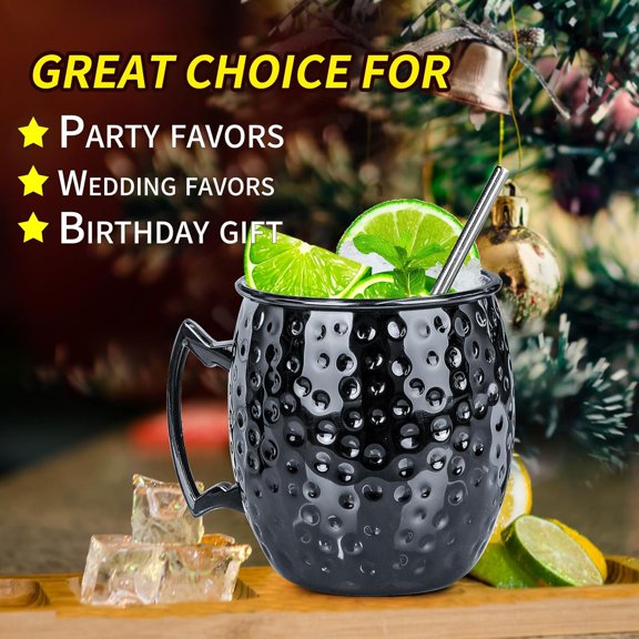 Moscow Mule Mug Set 12pcs with 1/0.5oz Double Jigger, Stainless Steel Cocktail Mug 18oz, Perfect for Cold Drink, Gift idea$$Home Decor, Kitchen, & Other