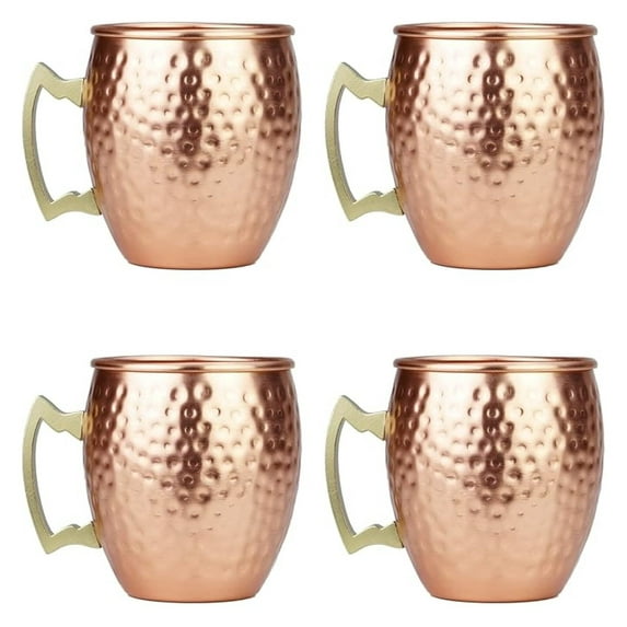 Moscow Mule Mugs Set of 4, 19oz Hammered Aluminum Cocktail Cups - Copper Color, Bar Drinkware for Parties & Gifts