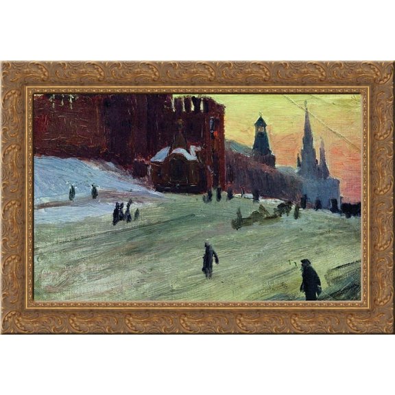 Moscow. Red Square 24x18 Gold Ornate Wood Framed Canvas Art by Boris Kustodiev