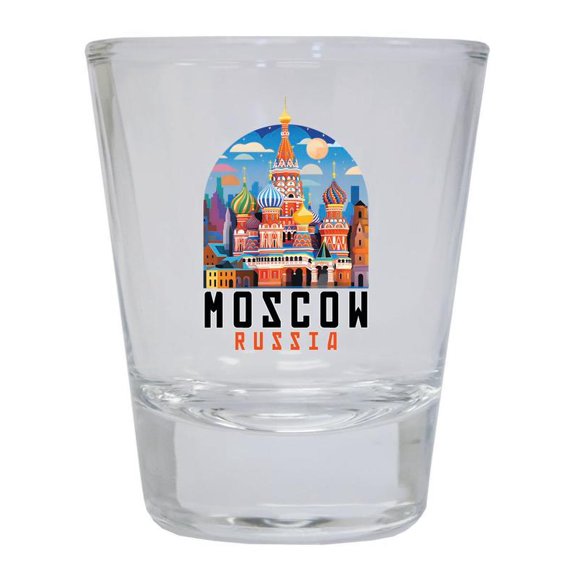 Moscow Russia Design A Souvenir 2 oz Round Shot Glass Clear