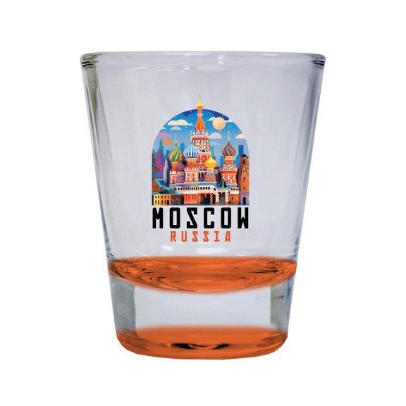 Moscow Russia Design A Souvenir 2 oz Round Shot Glass Orange
