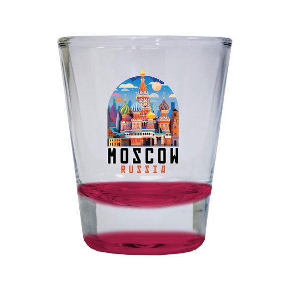 Moscow Russia Design A Souvenir 2 oz Round Shot Glass Red