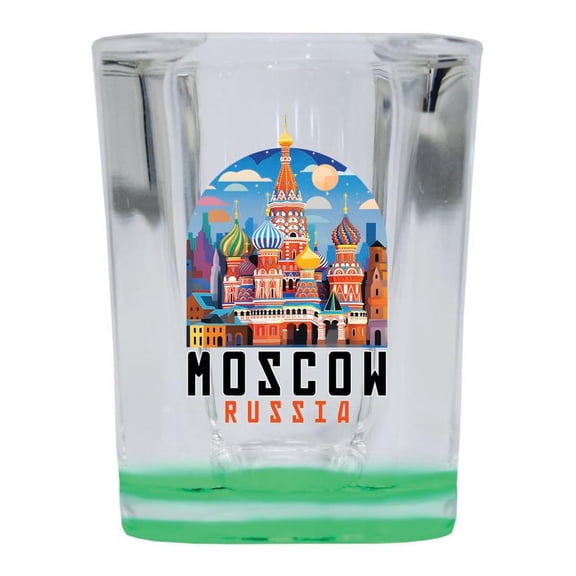 Moscow Russia Design A Souvenir 2 oz Square Shot Glass Green