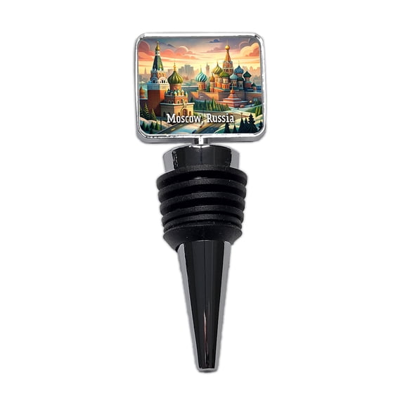 Moscow, Russia Travel City Country Stamp Wine Bottle Stopper Cap Plug