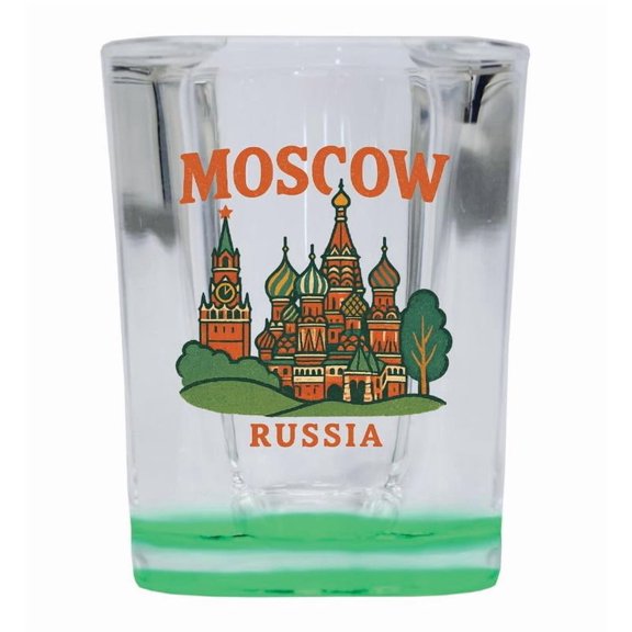 Moscow Russia Vintage Design Souvenir 2 oz Square Shot Glass – Green