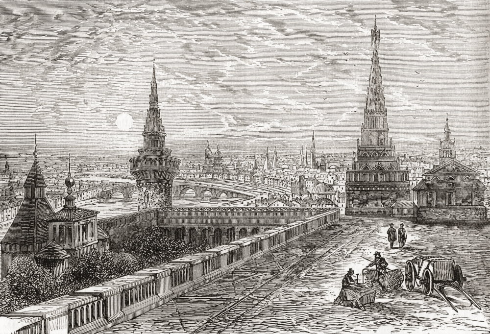 Moscow Russia in the 19th century From The National Encyclopaedia published c1890 Canvas Art - Ken Welsh Design Pics (32 x 22)