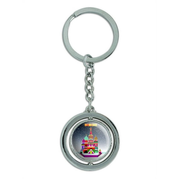 Moscow Saint Basil's Cathedral Spinning Circle Metal Keychain