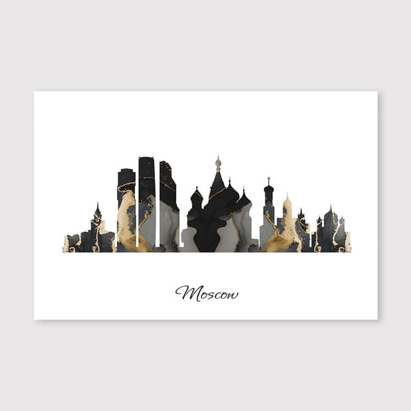 Moscow Skyline Country Map Poster – Elegant Contemporary Canvas Artwork – 8x12 inch