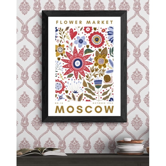Moscow Vintage Flower Market Poster, Floral Design, Botanical Range ...