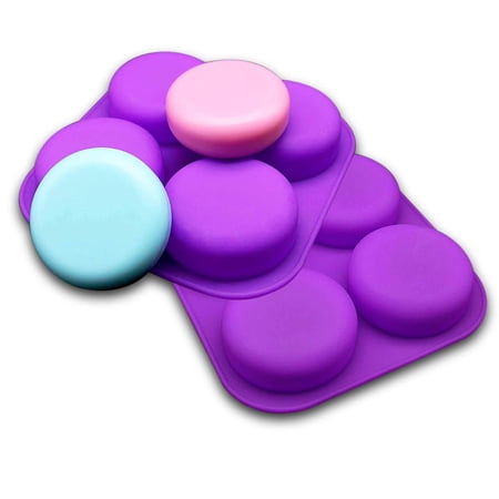 Mose Cafolo 2 Pcs Glossy Silicone Molds 4 Cavity Round Shaped Mold for DIY Soap Making, Chocolate Making, Candle Making