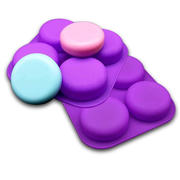 Mose Cafolo 2 Pcs Glossy Silicone Molds 4 Cavity Round Shaped Mold for DIY Soap Making, Chocolate Making, Candle Making